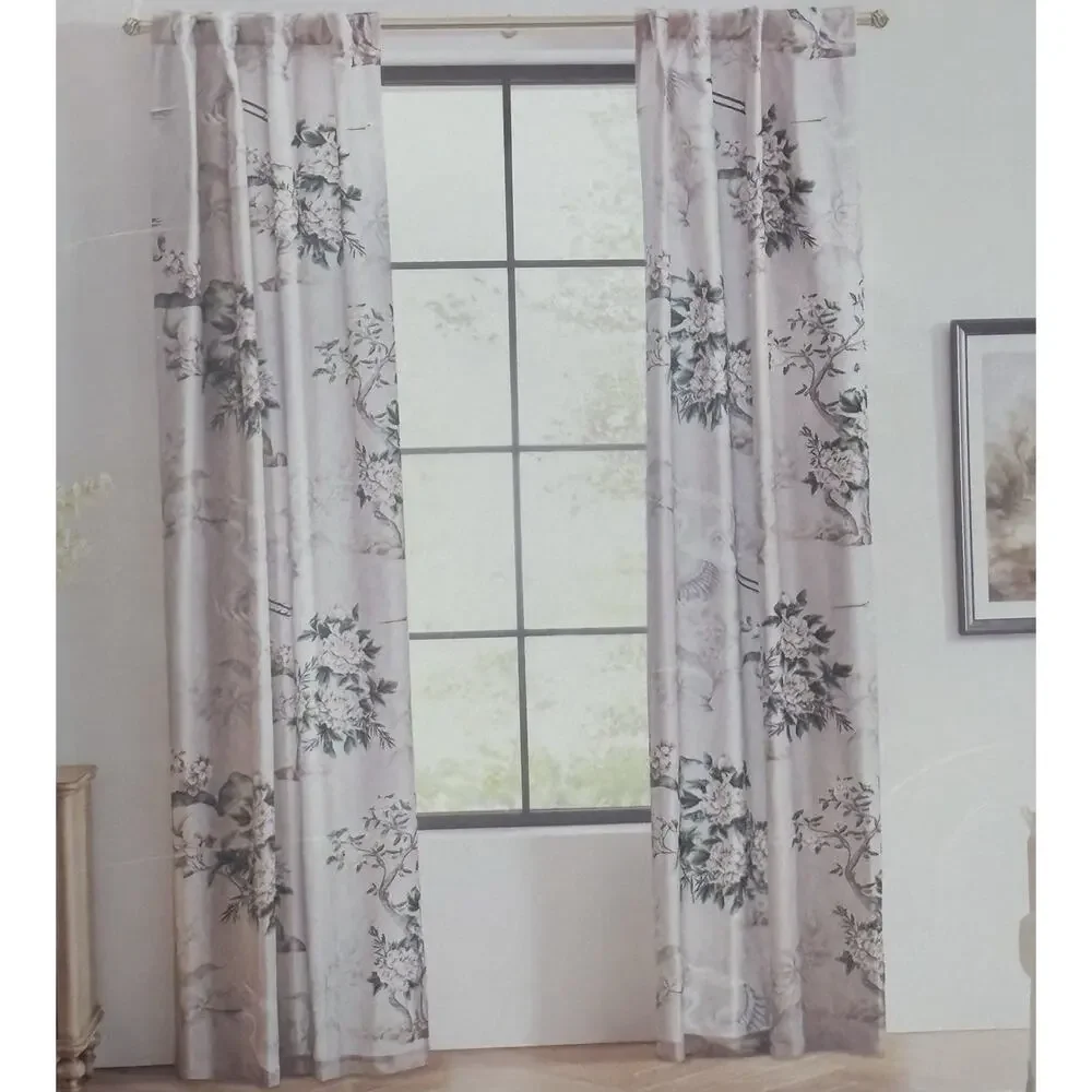 Callisto Home Heron Bird Window Curtains Panels 38 X 96” Set Of 4 Panels Blush
